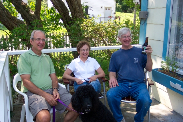 Steve G., Kate, Steve R. (and official canine reunion mascot) enjoying the good life!