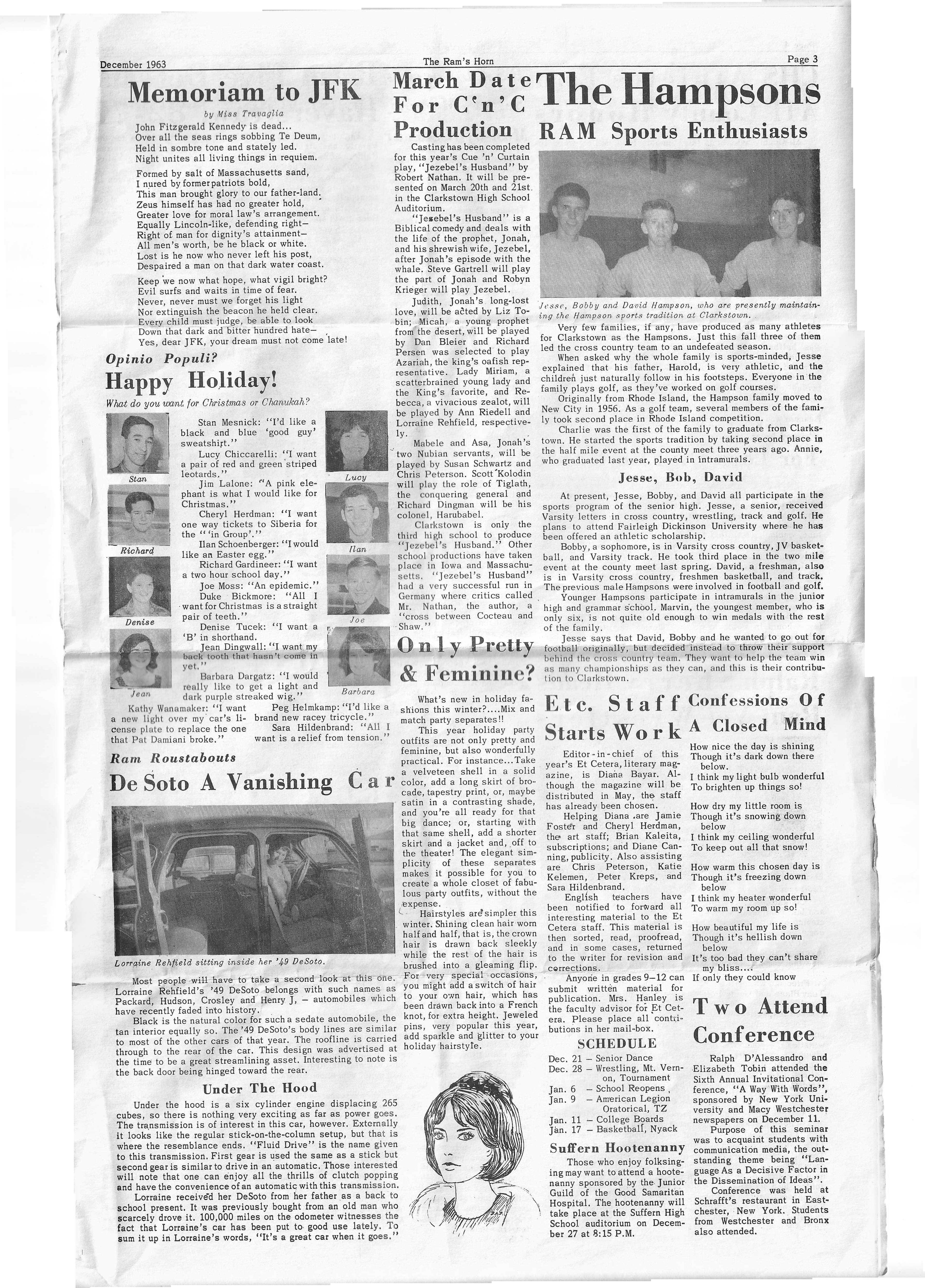 The Ram's Horn - Dec. '63 - Page 3