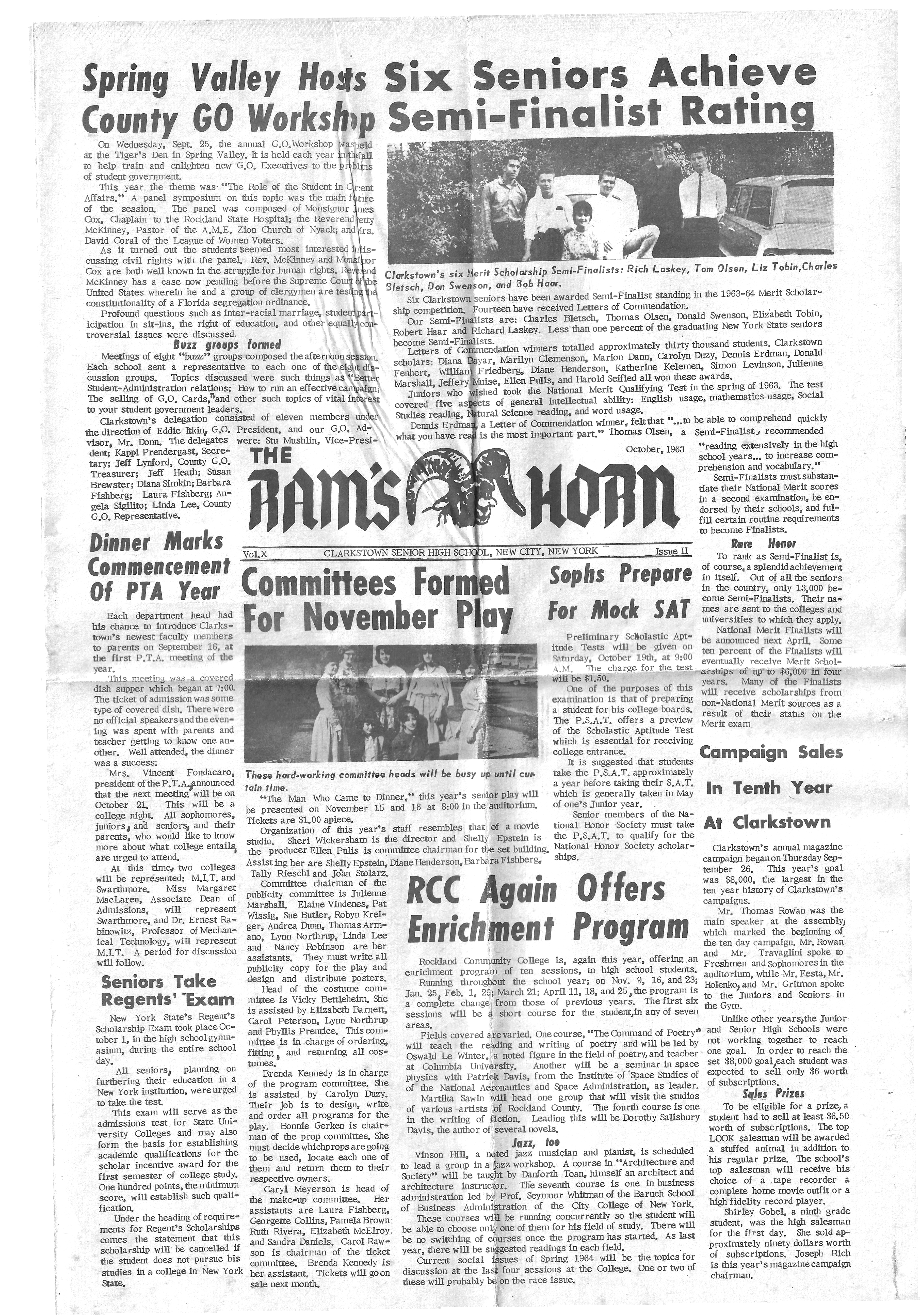 The Ram's Horn - October 1963 - Page 1